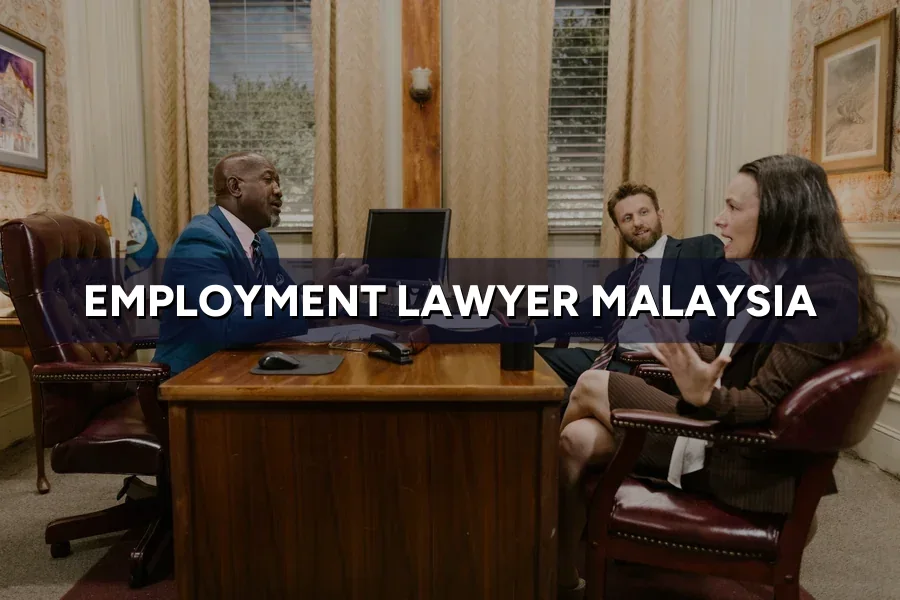 Three attorneys in a legal discussion at a law office
