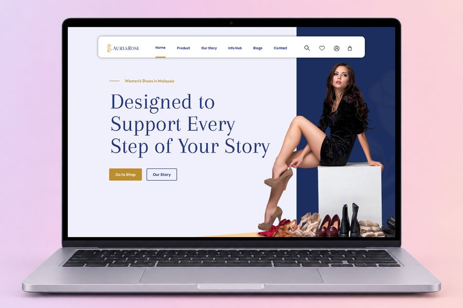 Digital Marketing Agency | ZenWeb Malaysia The Auria Rose website on a laptop, designed by ZenWeb