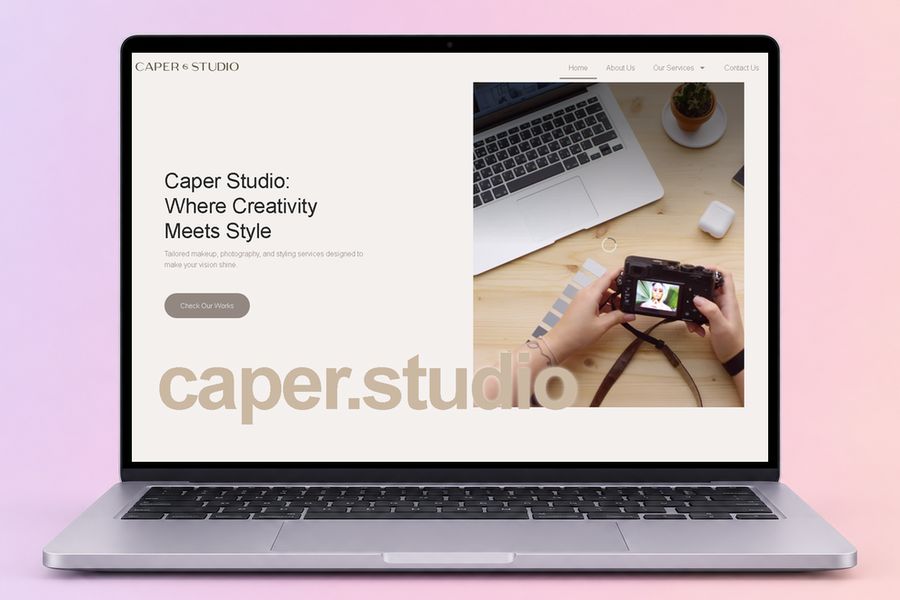Digital Marketing Agency | ZenWeb Malaysia The Caper Studio website on a laptop, designed by ZenWeb