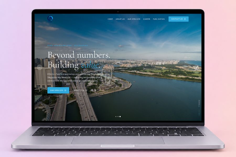 Digital Marketing Agency | ZenWeb Malaysia The CCA website on a laptop, designed by ZenWeb