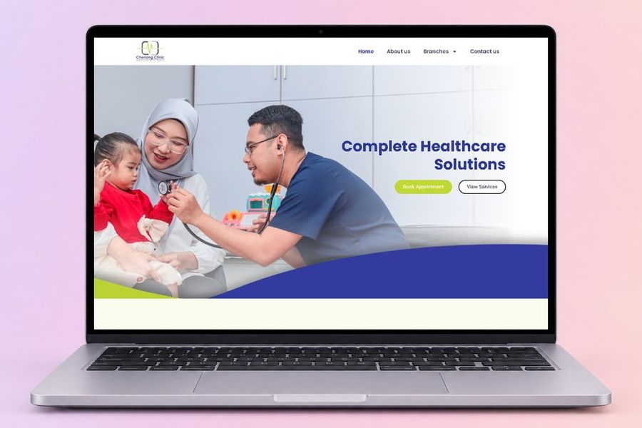 Digital Marketing Agency | ZenWeb Malaysia The Chenang Clinic website on a laptop, designed by ZenWeb