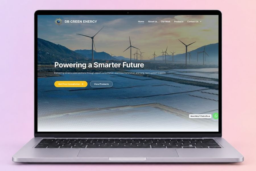 Digital Marketing Agency | ZenWeb Malaysia The DB Green Energy website on a laptop, designed by ZenWeb