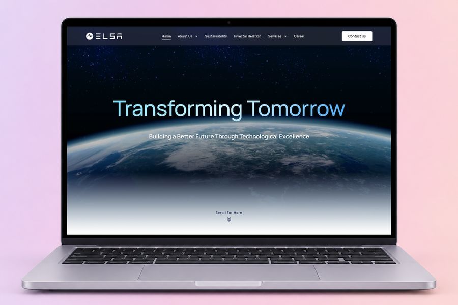 Digital Marketing Agency | ZenWeb Malaysia The ELSA Berhad website on a laptop, designed by ZenWeb
