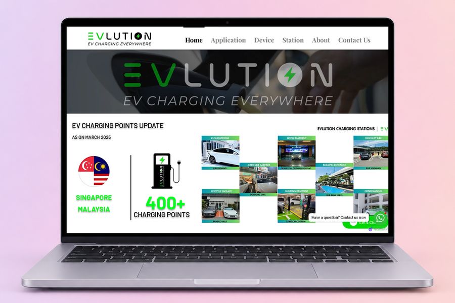 Digital Marketing Agency | ZenWeb Malaysia The EVlution website on a laptop, designed by ZenWeb
