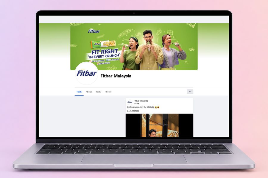 Digital Marketing Agency | ZenWeb Malaysia The Fitbar Facebook page on a laptop