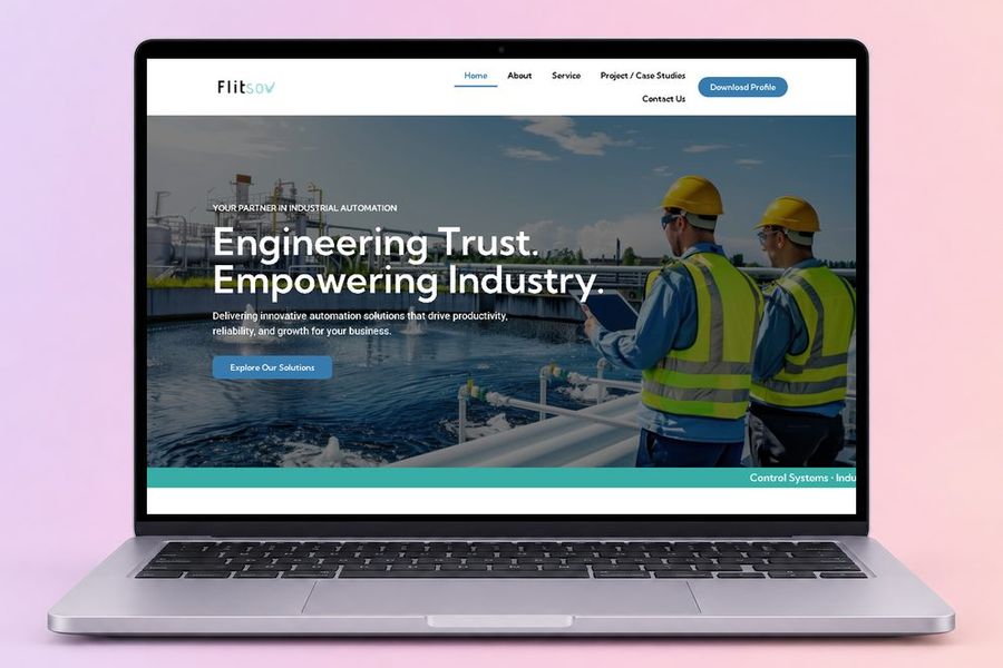 Digital Marketing Agency | ZenWeb Malaysia The Flitsov Solution website on a laptop, designed by ZenWeb