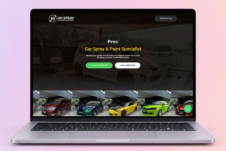 Digital Marketing Agency | ZenWeb Malaysia The HH Spray website on a laptop, designed by ZenWeb