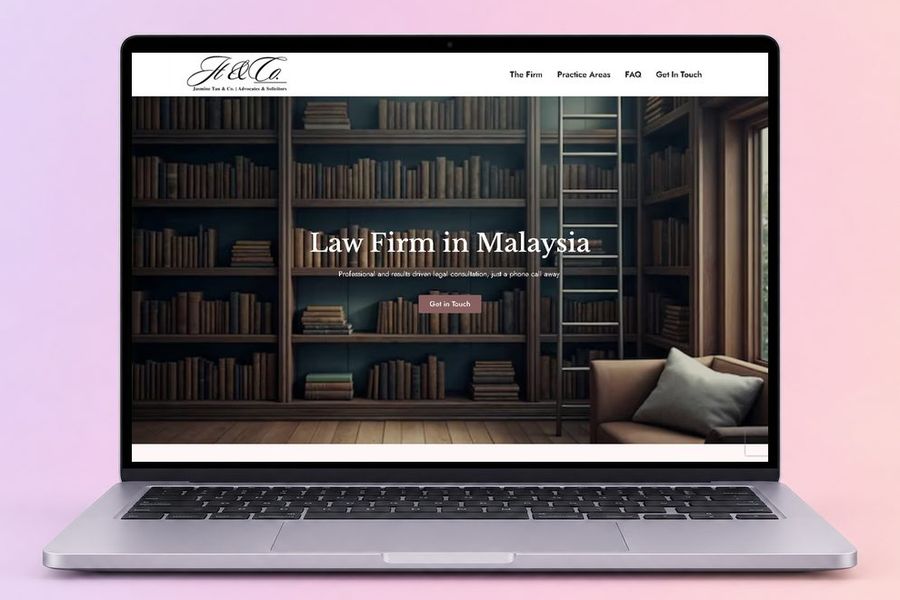 Digital Marketing Agency | ZenWeb Malaysia The Jasmine Tan & Co. website on a laptop, designed by ZenWeb