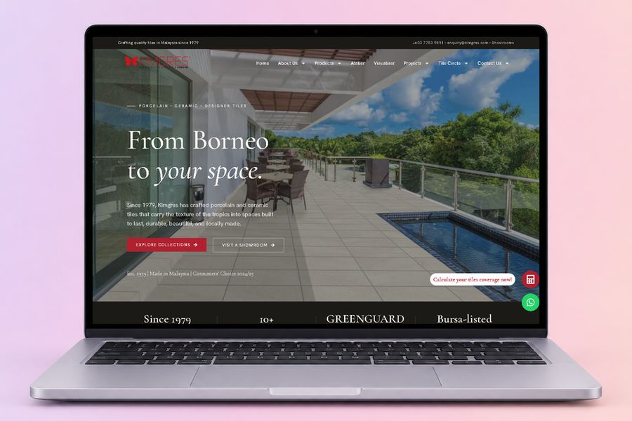 Digital Marketing Agency | ZenWeb Malaysia The Kimgres website on a laptop, designed by ZenWeb