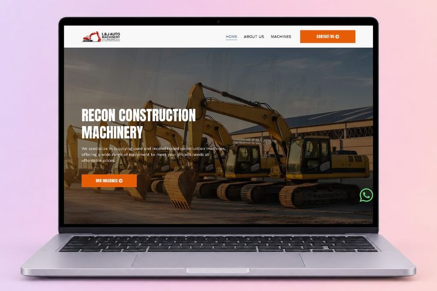 Digital Marketing Agency | ZenWeb Malaysia The L&J Auto Machinery website on a laptop, designed by ZenWeb