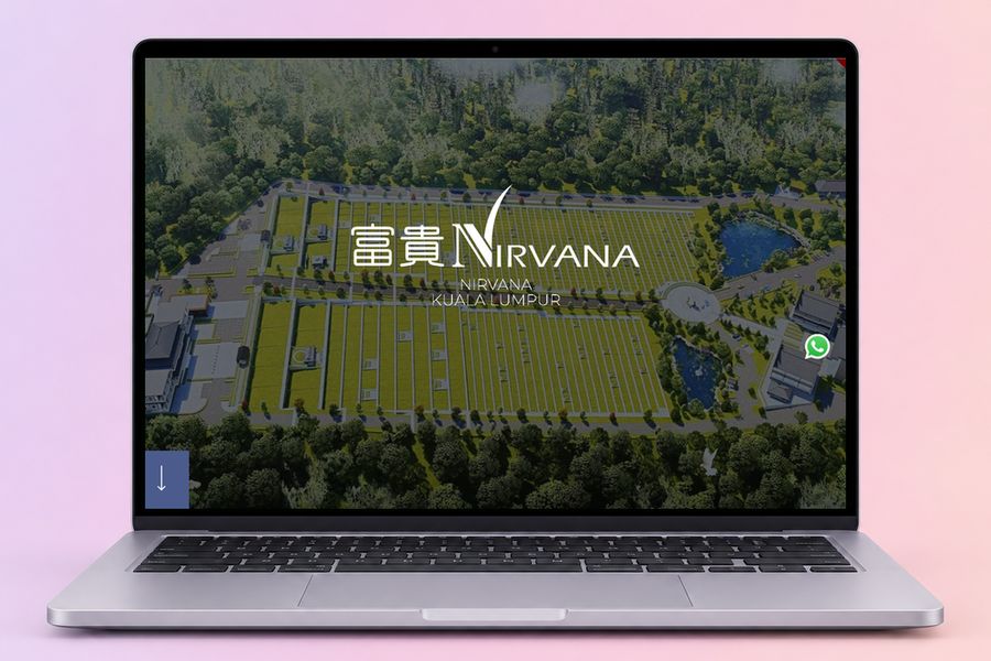 Digital Marketing Agency | ZenWeb Malaysia The Nirvana Kuala Lumpur website on a laptop, designed by ZenWeb