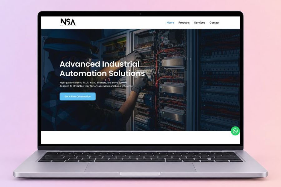 Digital Marketing Agency | ZenWeb Malaysia The NSA Automation website on a laptop, designed by ZenWeb