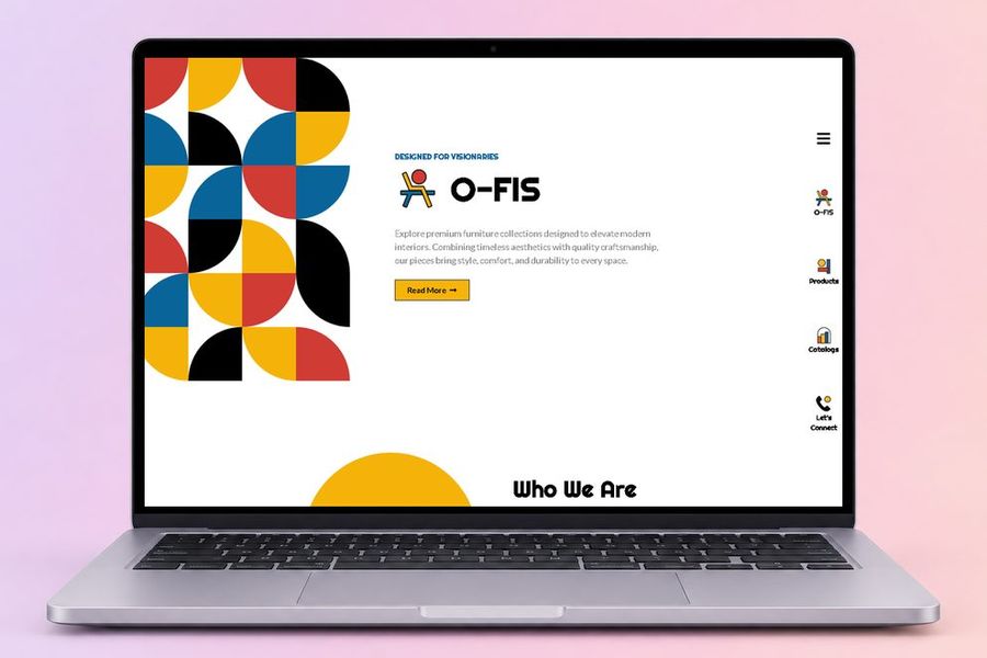 Digital Marketing Agency | ZenWeb Malaysia The O-FIS website on a laptop, designed by ZenWeb