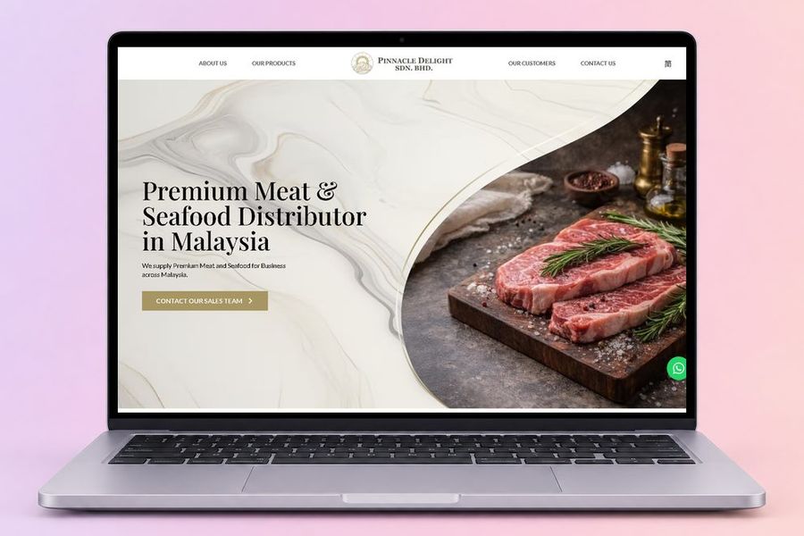 Digital Marketing Agency | ZenWeb Malaysia The Pinnacle Delight website on a laptop, designed by ZenWeb