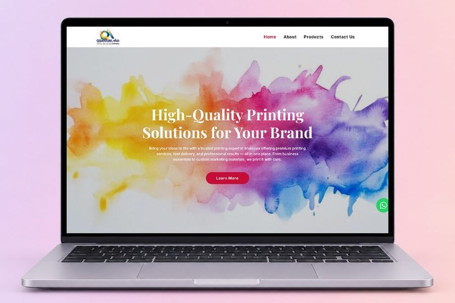 Digital Marketing Agency | ZenWeb Malaysia The Quantum Arts website on a laptop, designed by ZenWeb