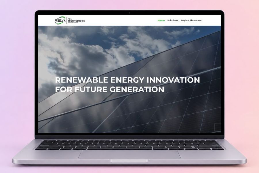 Digital Marketing Agency | ZenWeb Malaysia The REA Technologies website on a laptop, designed by ZenWeb