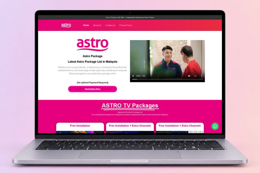 Digital Marketing Agency | ZenWeb Malaysia The Register Astro website on a laptop, designed by ZenWeb
