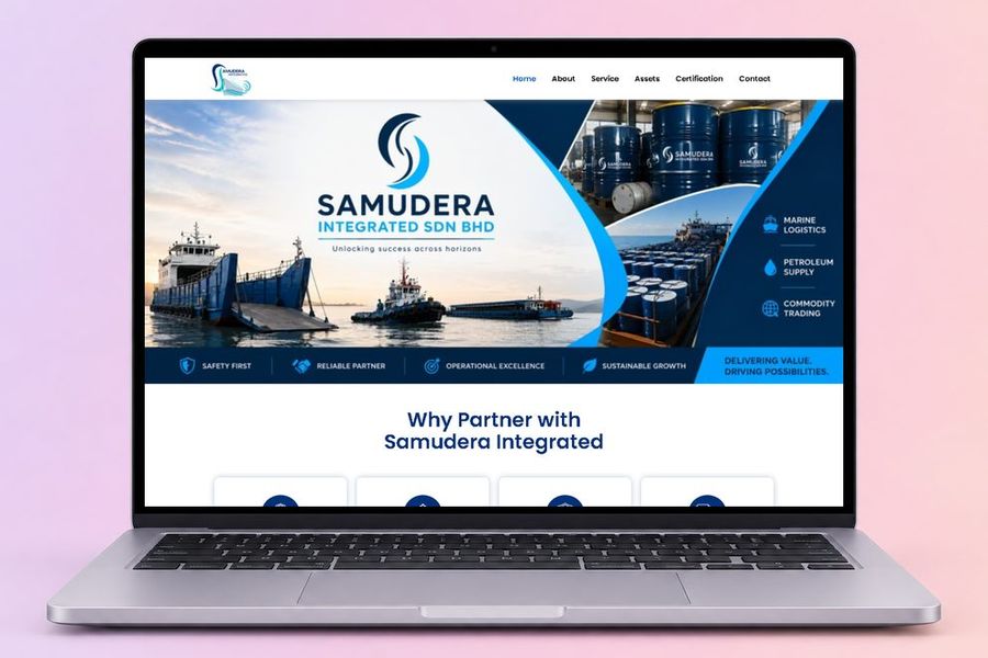 Digital Marketing Agency | ZenWeb Malaysia The Samudera Integrated website on a laptop, designed by ZenWeb