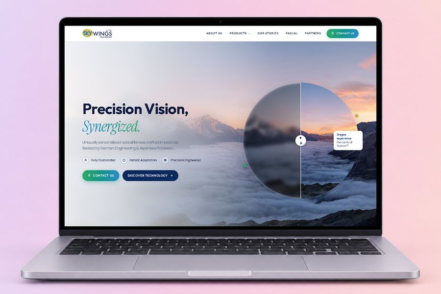Digital Marketing Agency | ZenWeb Malaysia The Skywings Tech website on a laptop, designed by ZenWeb