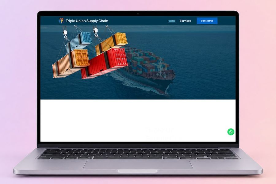 Digital Marketing Agency | ZenWeb Malaysia The Triple Union Supply Chain website on a laptop, designed by ZenWeb