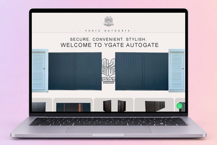 Digital Marketing Agency | ZenWeb Malaysia The YGATE Autogate website on a laptop, designed by ZenWeb