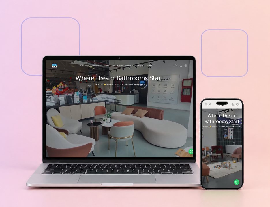 Digital Marketing Agency | ZenWeb Malaysia The Big Bath website on a laptop and a phone