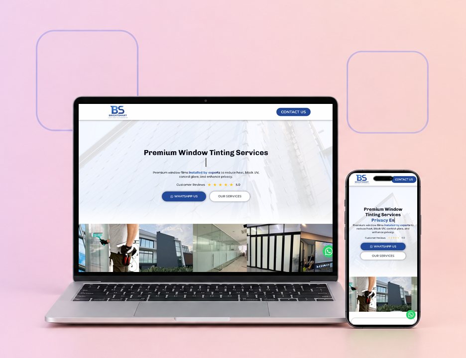 The Bright Smart website on a laptop and a phone, designed by ZenWeb
