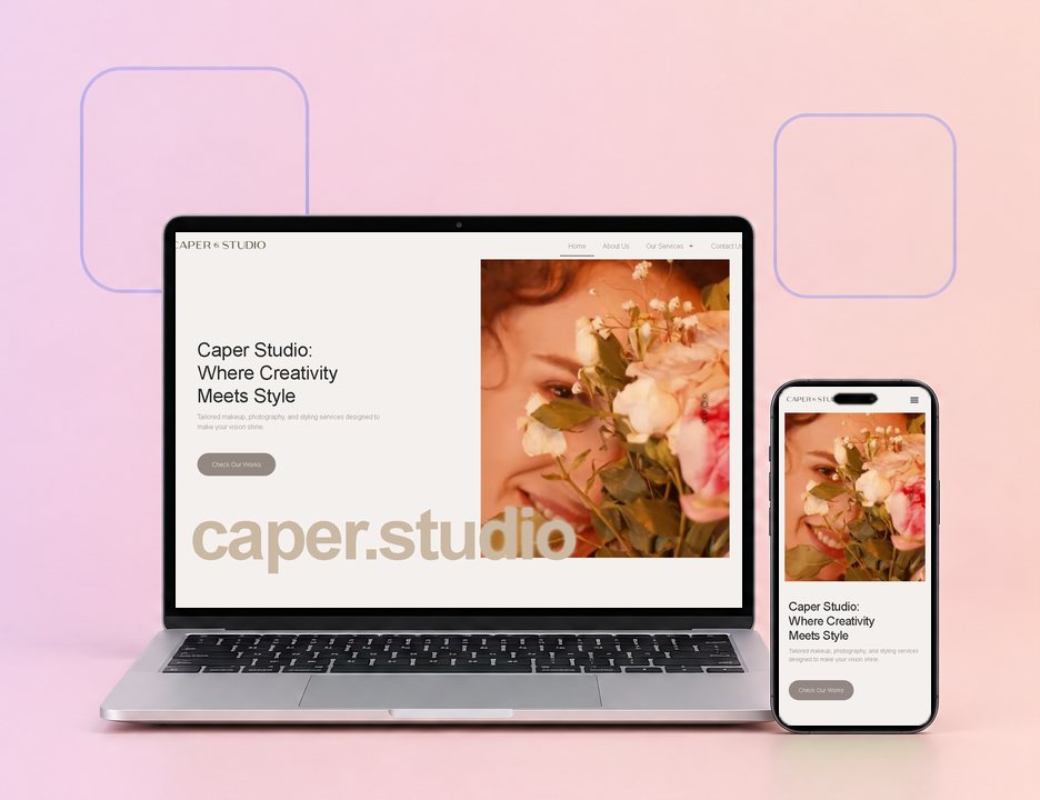 Digital Marketing Agency | ZenWeb Malaysia The Caper Studio website on a laptop and a phone, designed by ZenWeb