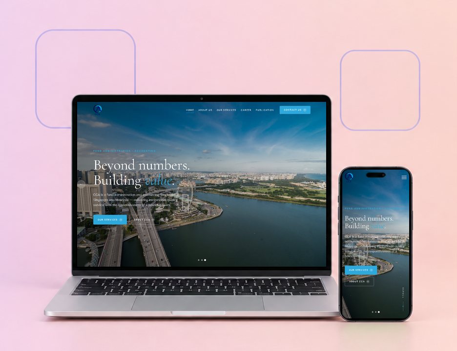 Digital Marketing Agency | ZenWeb Malaysia The CCA website on a laptop and a phone, designed by ZenWeb
