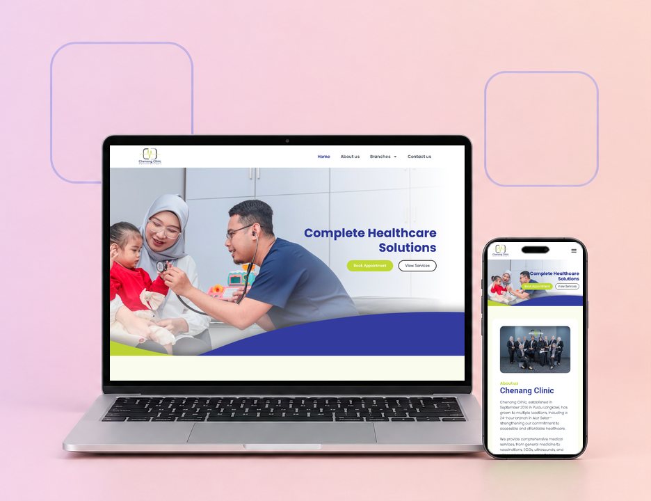 The Chenang Clinic website on a laptop and a phone, designed by ZenWeb