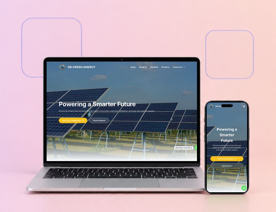Digital Marketing Agency | ZenWeb Malaysia The DB Green Energy website on a laptop and a phone, designed by ZenWeb
