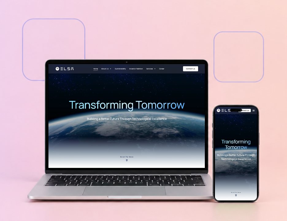 Digital Marketing Agency | ZenWeb Malaysia The ELSA Berhad website on a laptop and a phone, designed by ZenWeb