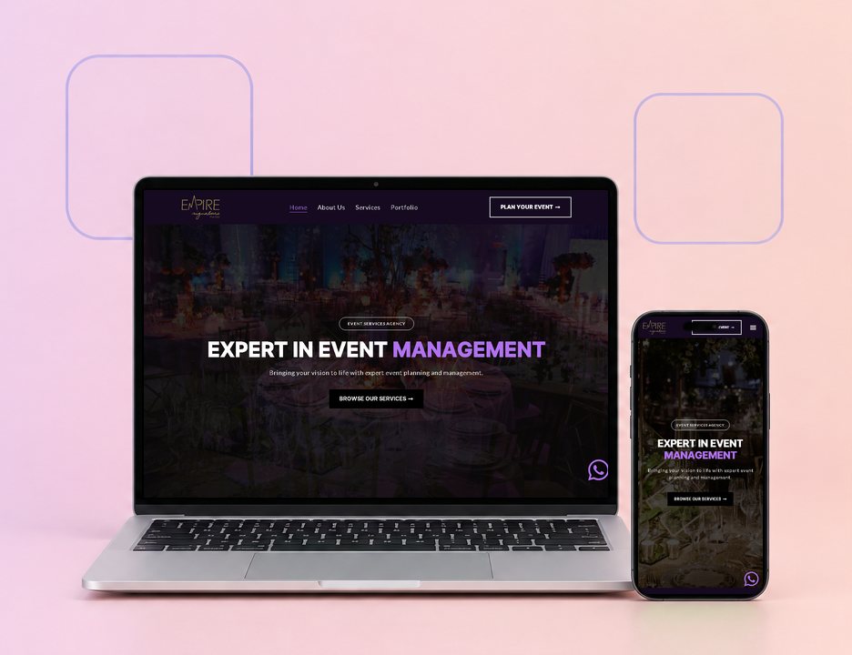 The Empire Signature website on a laptop and a phone, designed by ZenWeb