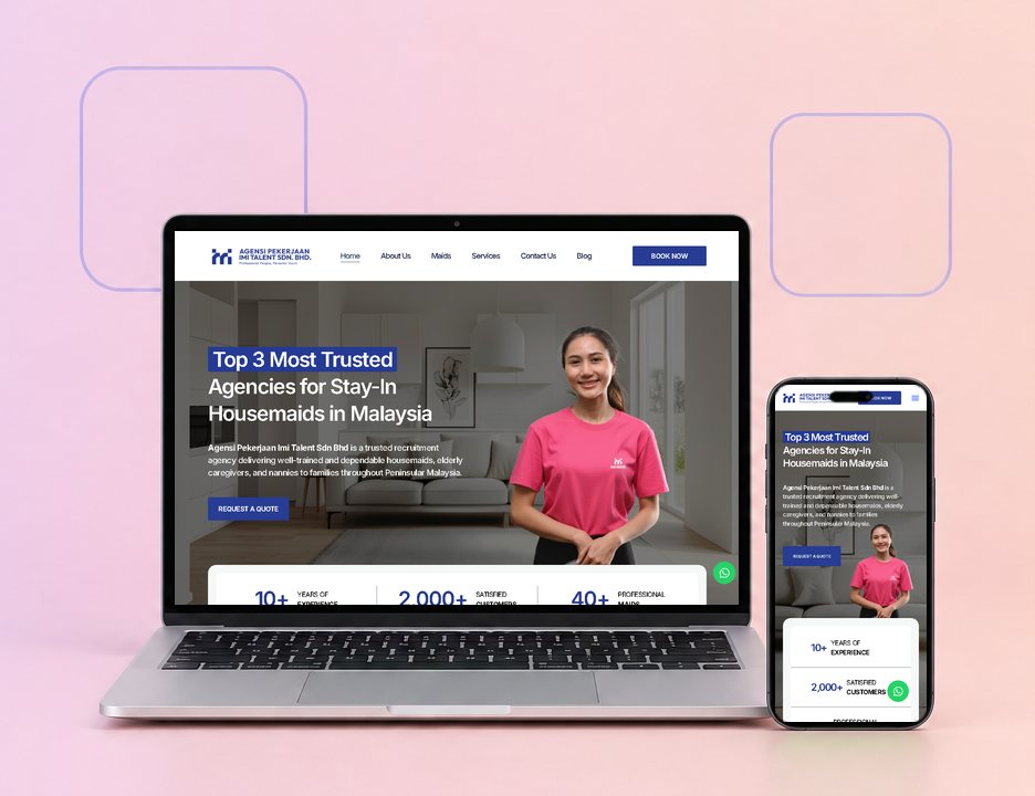 Digital Marketing Agency | ZenWeb Malaysia The IMI Talent website on a laptop and a phone, designed by ZenWeb