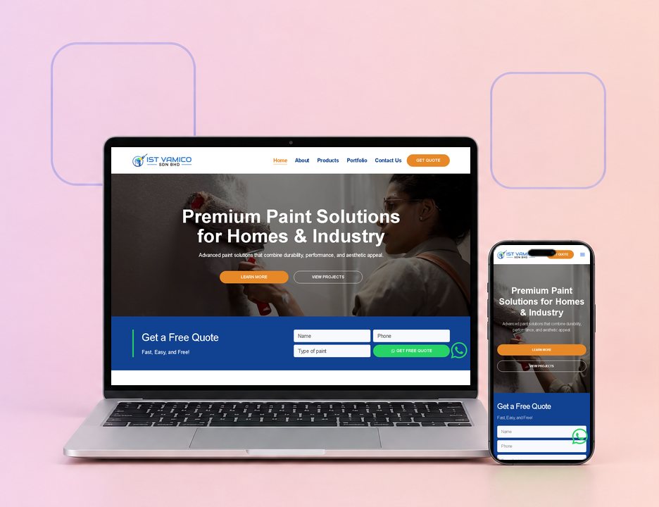 The IST Vamico website on a laptop and a phone, designed by ZenWeb