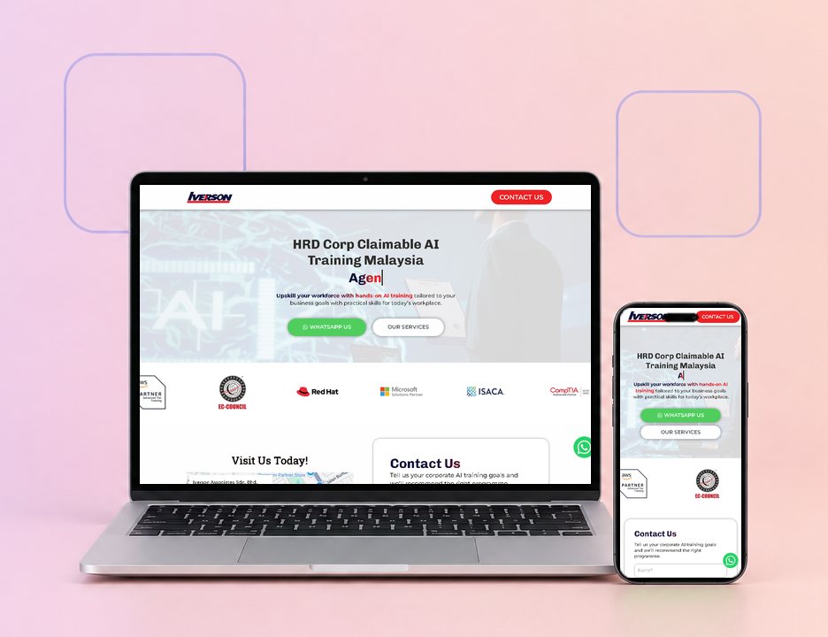 Digital Marketing Agency | ZenWeb Malaysia The Iverson Associates website on a laptop and a phone, designed by ZenWeb