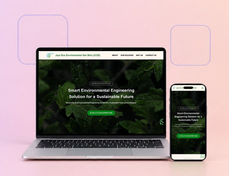 The Jaya Eco Environmental website on a laptop and a phone, designed by ZenWeb