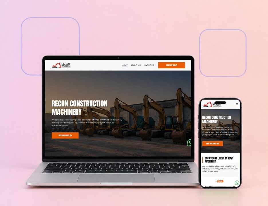 Digital Marketing Agency | ZenWeb Malaysia The L&J Auto Machinery website on a laptop and a phone, designed by ZenWeb