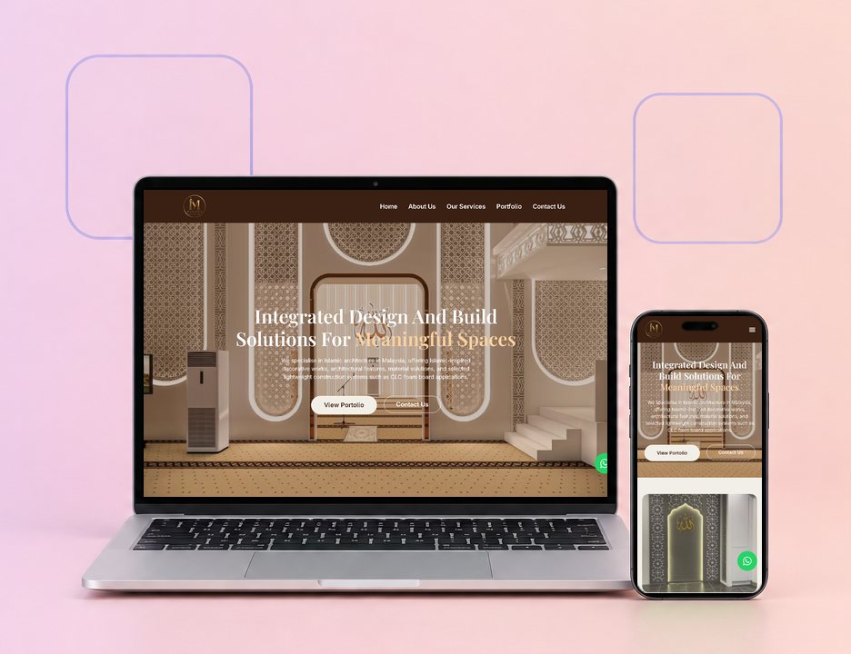 Digital Marketing Agency | ZenWeb Malaysia The Minara Design website on a laptop and a phone, designed by ZenWeb