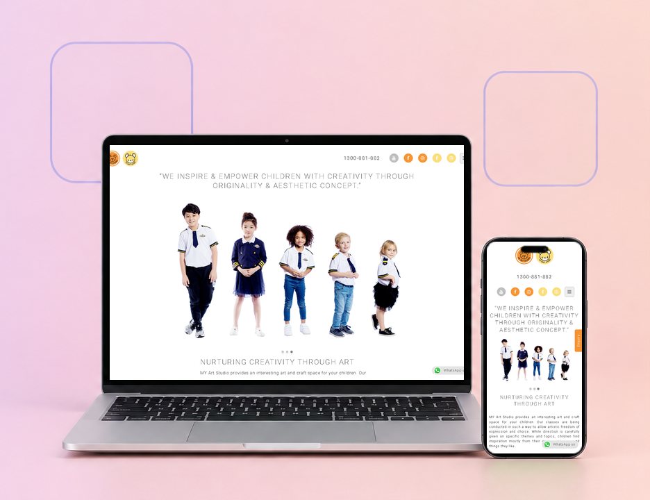 Digital Marketing Agency | ZenWeb Malaysia The MY Art Studio website on a laptop and a phone, designed by ZenWeb