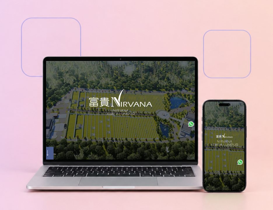 Digital Marketing Agency | ZenWeb Malaysia The Nirvana Kuala Lumpur website on a laptop and a phone, designed by ZenWeb
