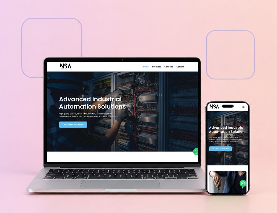 The NSA Automation website on a laptop and a phone, designed by ZenWeb
