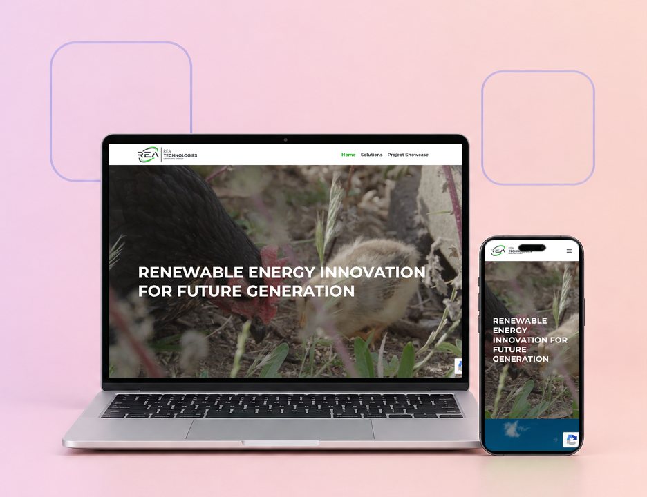 Digital Marketing Agency | ZenWeb Malaysia The REA Technologies website on a laptop and a phone, designed by ZenWeb