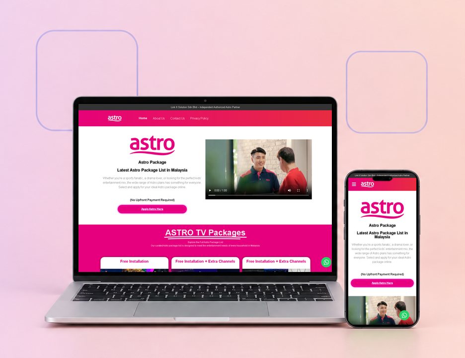 Digital Marketing Agency | ZenWeb Malaysia The Register Astro website on a laptop and a phone, designed by ZenWeb