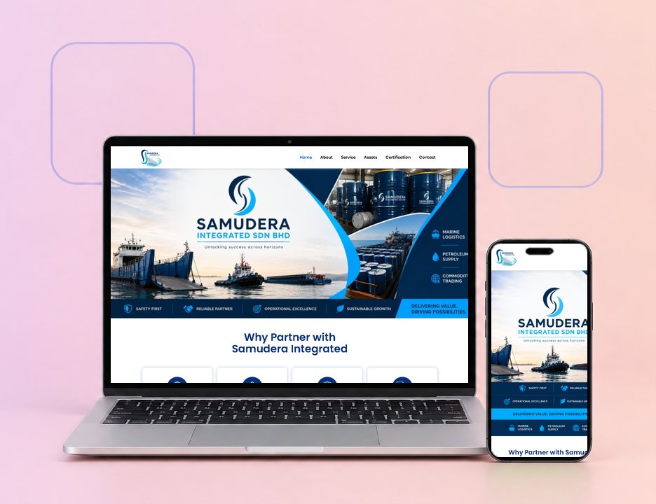 Digital Marketing Agency | ZenWeb Malaysia The Samudera Integrated website on a laptop and a phone, designed by ZenWeb