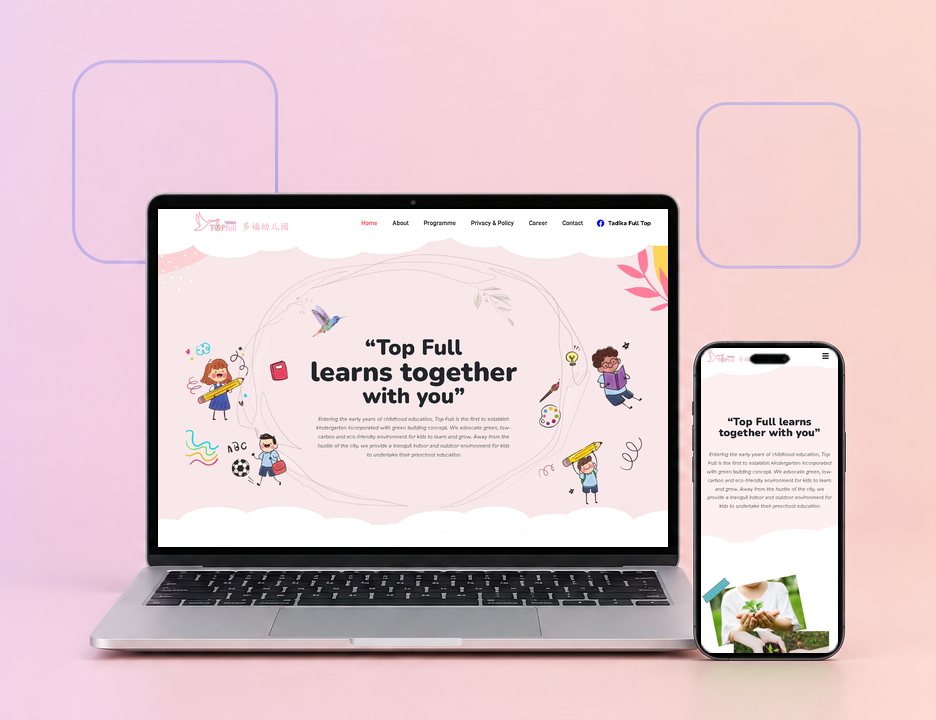 Digital Marketing Agency | ZenWeb Malaysia The Tadika Top Full website on a laptop and a phone, designed by ZenWeb