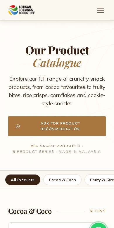 Digital Marketing Agency | ZenWeb Malaysia Artisan Cravings Foodstuff website on a phone