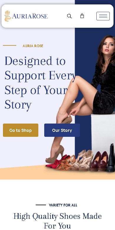 Auria Rose website on a phone