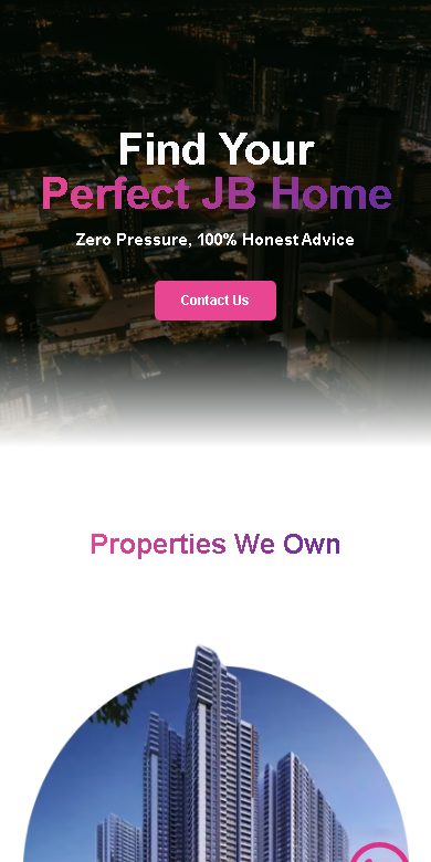 Bing JB Property website on a phone