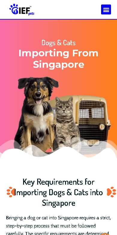CIEF Pets Singapore website on a phone
